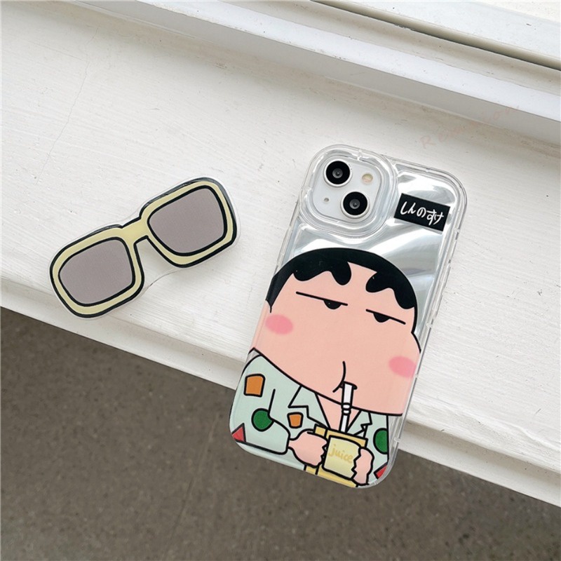 Ốp Điện Thoại Hình Cậu Bé Bút Chì Đeo Kính Râm Màu Laser Dễ Thương Cho for  IPhone  15 pro max 14Promax 11 12 13 Pro X XR XS Max 6 7 8 Plus