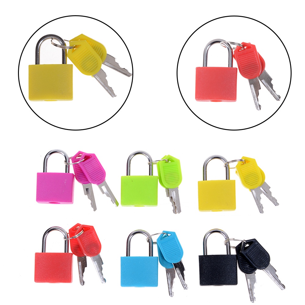 1 cái nhỏ mini ổ khóa bằng thép mạnh mẽ vali du lịch khóa nhật ký với 2 chìa khóa hộp nhựa màu trang trí ổ khóa