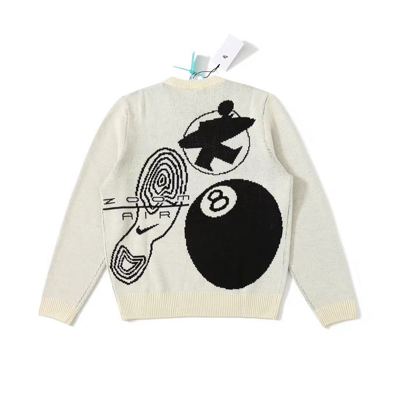 Nlke x st 100% original black 8 billiards nhang dệt kim áo len cardigans nam dệt kim mùa đông đầu tròn cổ áo chui đầu dệt kim