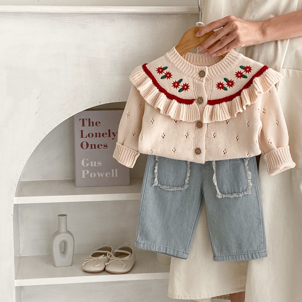 Quần Denim Cắt Xén Có Túi Thời Trang Mùa Thu Mới 2023 Cho Bé 0-3 Tuổi M9KK