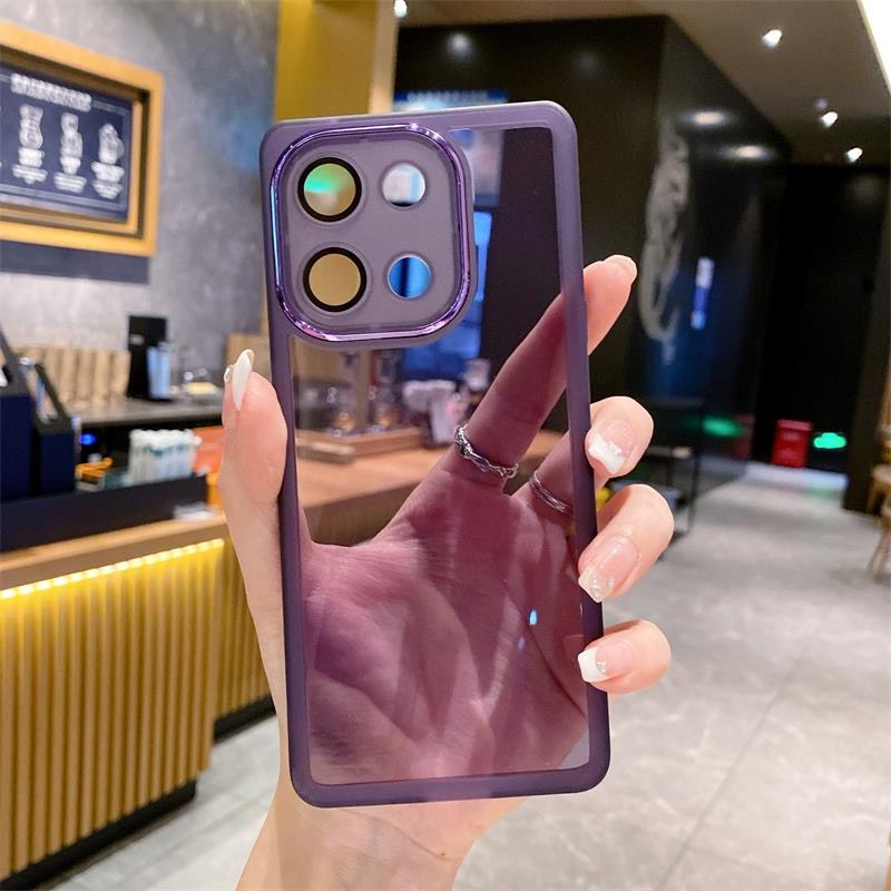 Ốp lưng dùng cho Oppo,Realme,Vivo dẻo viền nhám có mắt kính bảo vệ camera Tím