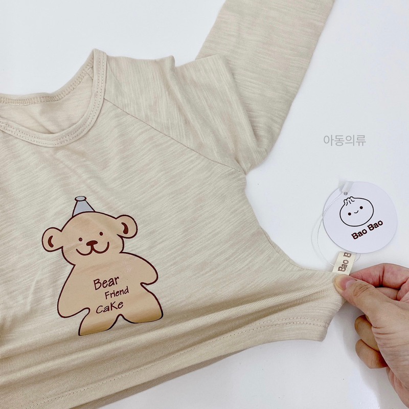 ÁO COTTON XƯỢC IN HÌNH GẤU BEAR CHO BÉ