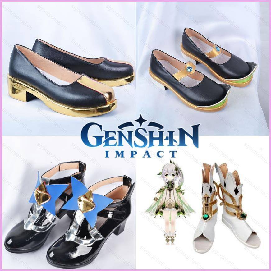 Zx genshin impact shoes cosplay nahida nilou dori fischl chongyun leather sandals 35-43 anime costume halloween xz