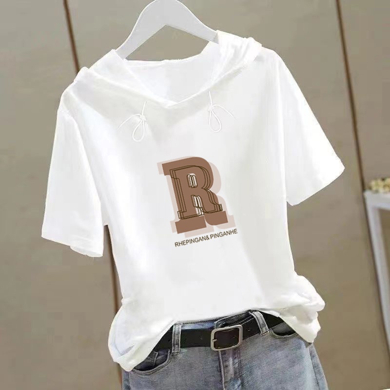Áo hoodie Tay Ngắn Màu Hồng Thời Trang Mùa Hè Mới Cho Nữ