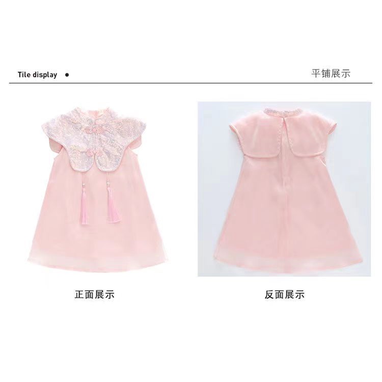 Sườn xám phong cách cổ đại cô gái big lady baby dress mùa hè của phụ nữ băng lụa thoáng khí sườn xám và váy ngắn tay