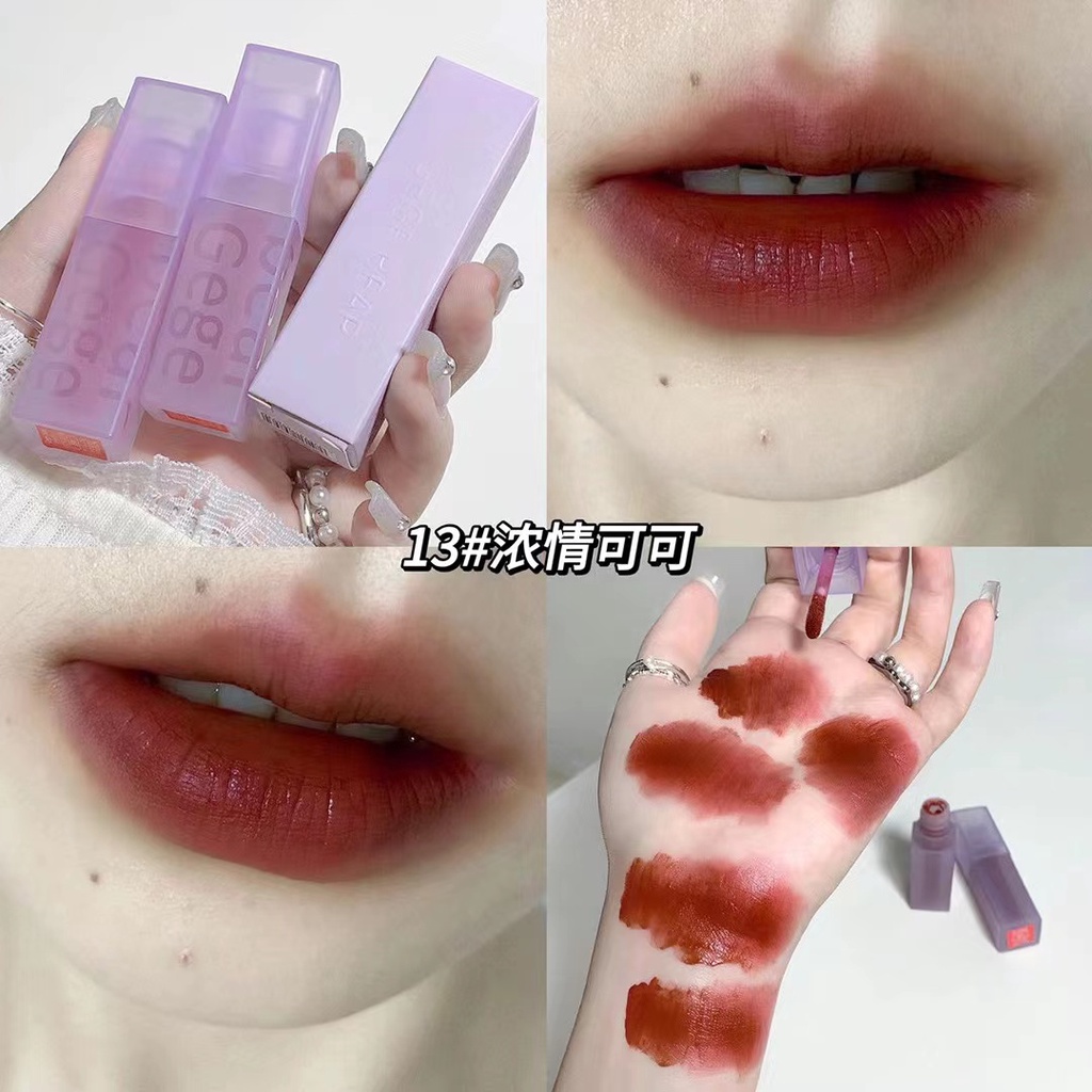 Son kem trang điểm Gege bear nhung lì mềm mịn dễ dàng sử dụng quyến rũ Velvet Lip Tint màu lì siêu mịn lâu trôi
