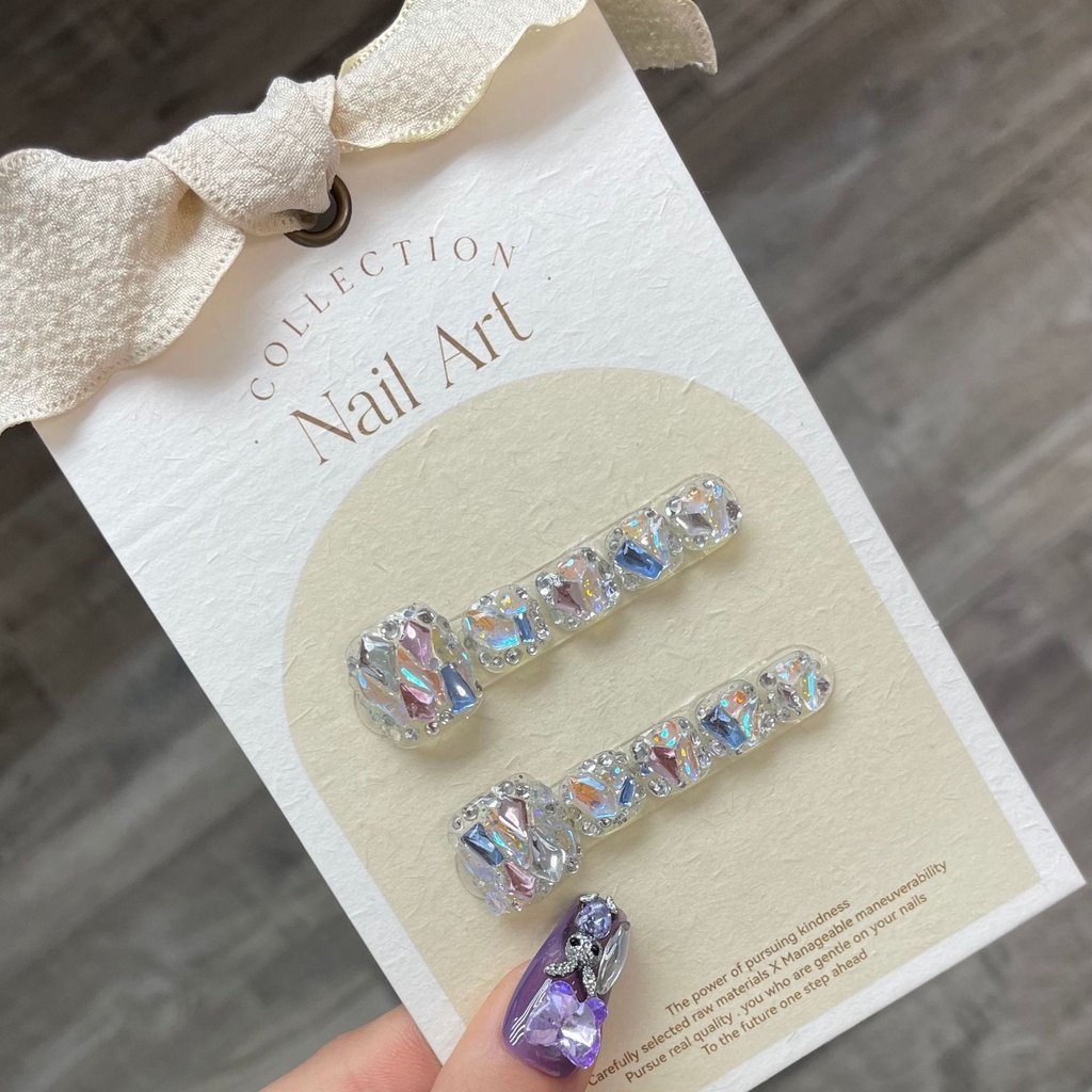 Móng Chân Giả Kim Cương Sáng Bóng Đầy Màu Sắc Có Thể Tái Sử Dụng Và Tháo Rời Móng Chân