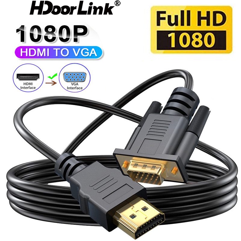 Cáp chuyển đổi video HDOORLINK HDTV HDMI sang VGA HDMI 1080p đầu cắm sang đầu cắm cho màn hình laptop PC