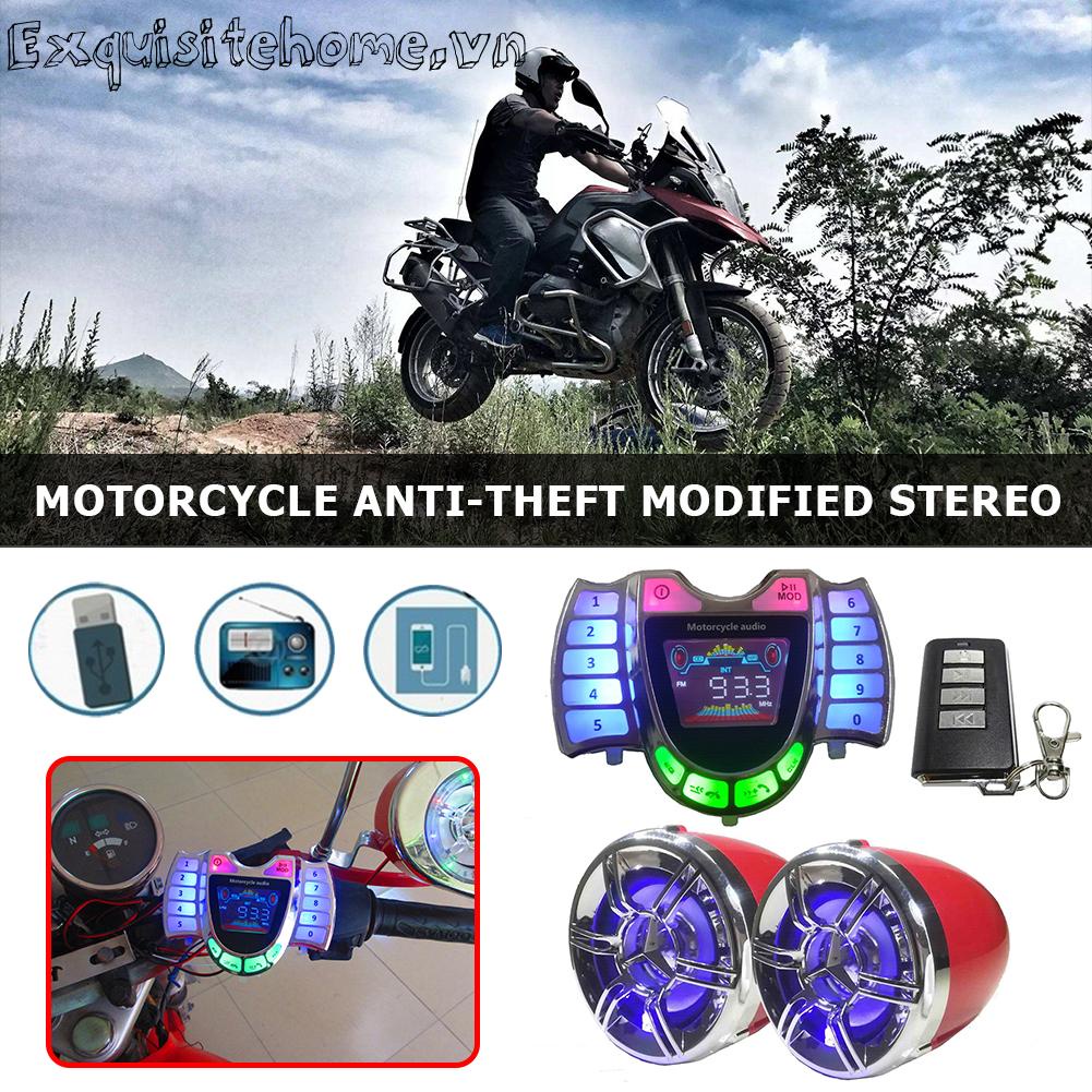 Xe máy hệ thống âm thanh tương thích bluetooth loa âm thanh nổi bộ sạc usb radio