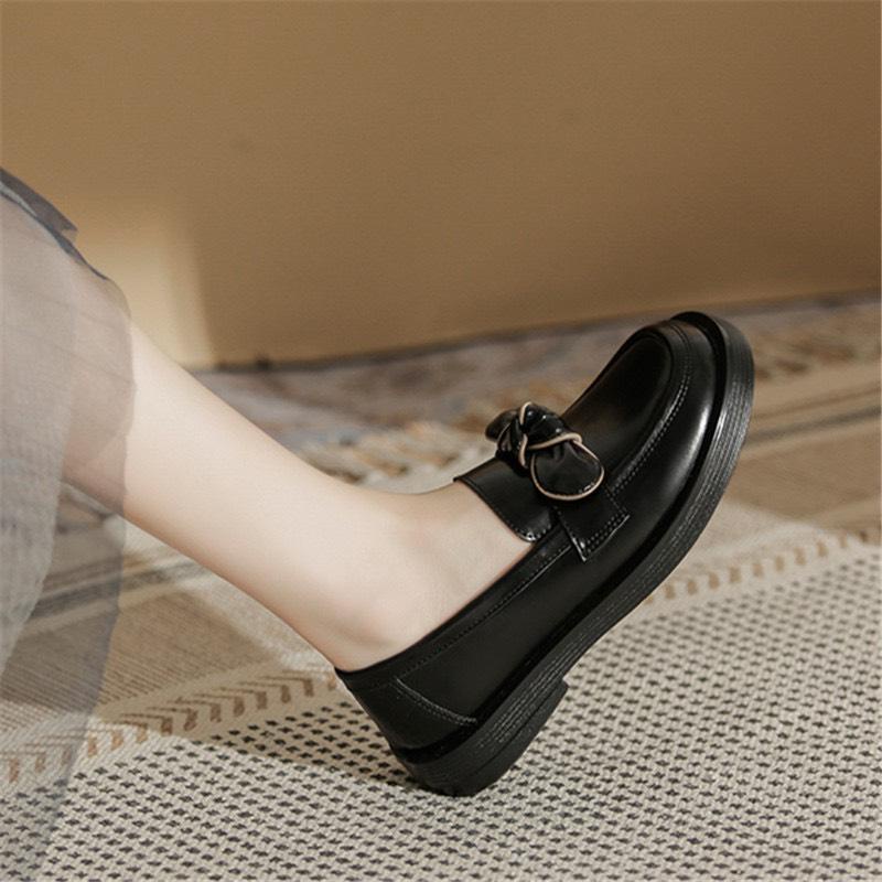 Giày búp bê -Giày lolita lười phong cách Hàn Quốc đế bằng phối hoa MSP X339