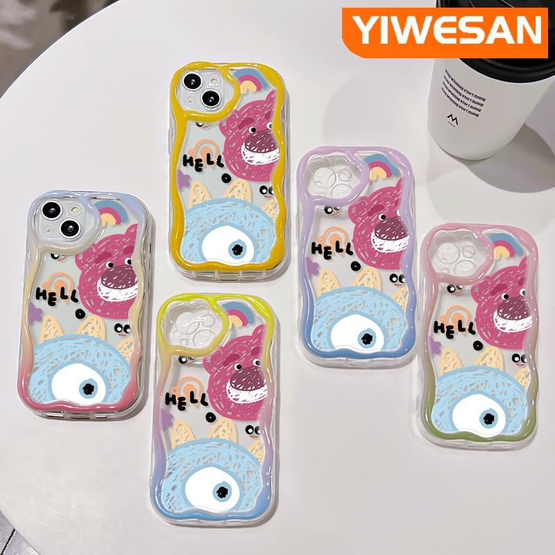 Đối với oppo a53 2020 4g a53s 4g a32 a33 2020 a11s ốp lưng hoạt hình gấu dâu viền sóng vỏ trong suốt kết cấu kem mới vỏ điện thoại chống sốc silicon