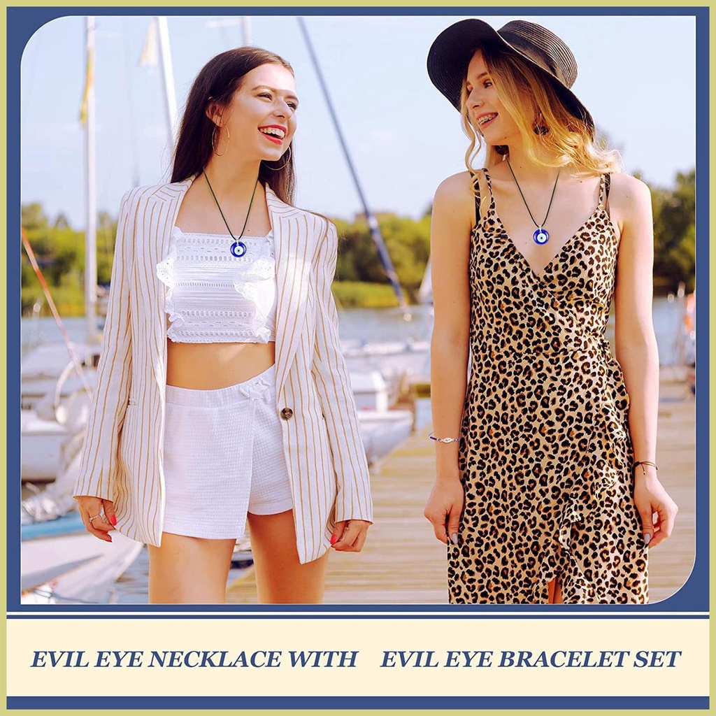 Evil eye pendant necklace tinh tế và da-thân thiện thổ nhĩ kỳ mắt xanh vòng cổ thủy tinh mặt dây chuyền mắt thủy tinh màu xanh cho aseavn