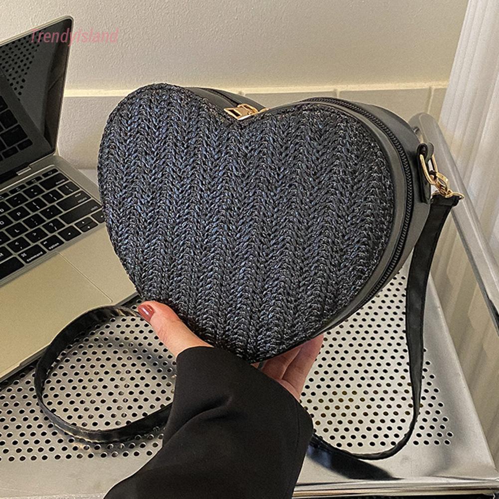 Túi rơm hình trái tim tình yêu dành cho phụ nữ túi đeo vai túi xách thiết kế sang trọng túi xách tote đi biển mùa hè đi nghỉ mát bolsas 2023