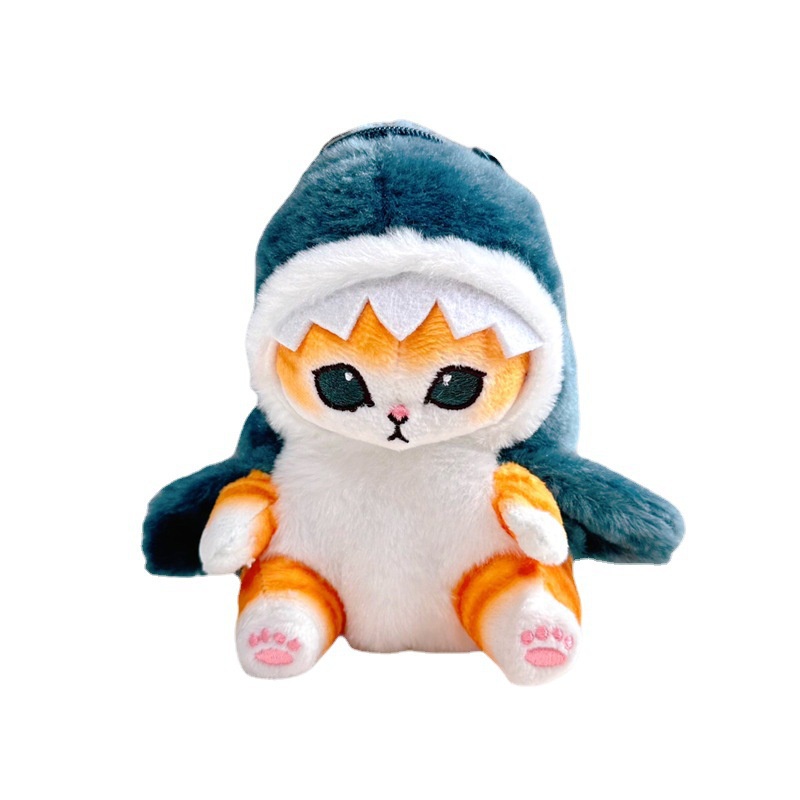 Cá mập dễ thương mèo sang trọng zero wallet túi tai nghe túi hoạt hình mặt dây chuyền móc khóa xe hơi