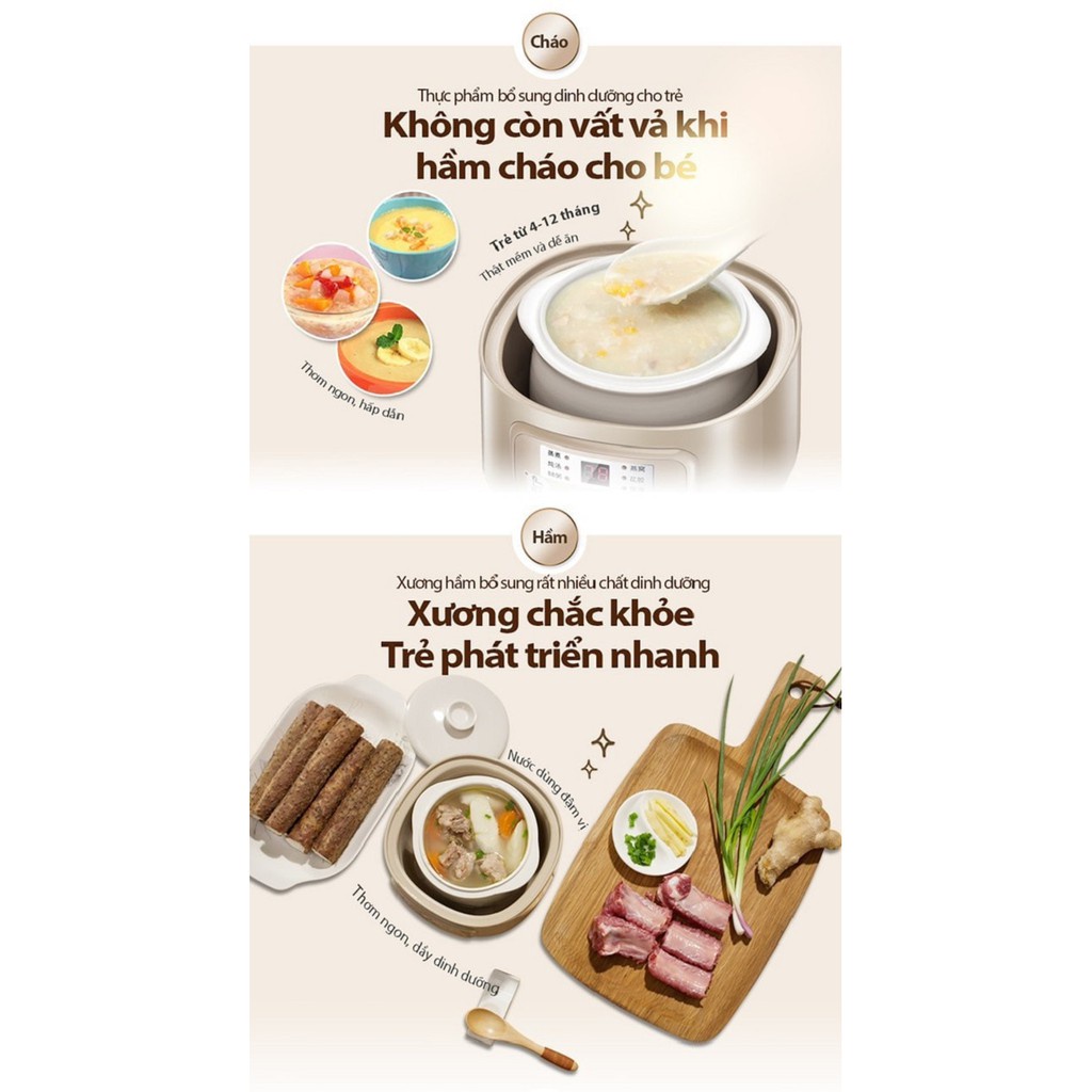 Nồi nấu cháo chậm Bear DDZ-A08G2. Sản phẩm chính hãng