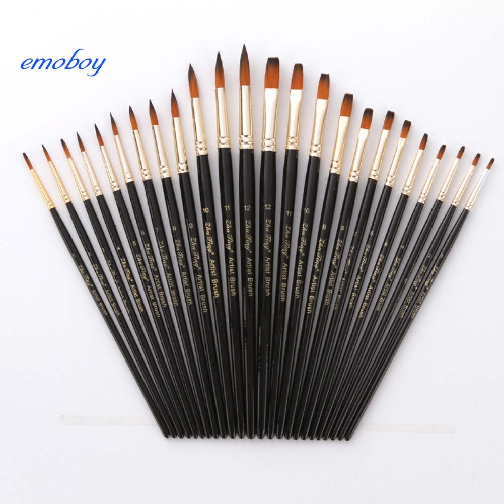 Emoboy 12 cái / bộ nghệ sĩ chuyên nghiệp cọ sơn acrylic màu nước công cụ vẽ tranh sơn dầu