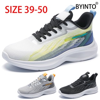 Big size 39-50 thời trang nam giày thể thao siêu nhẹ thoáng khí fly dệt kim lưới trên nam giày thể thao chống trượt chạy bộ đi bộ quần vợt chạy bộ người đàn ông giày thường đen xám trắng xanh