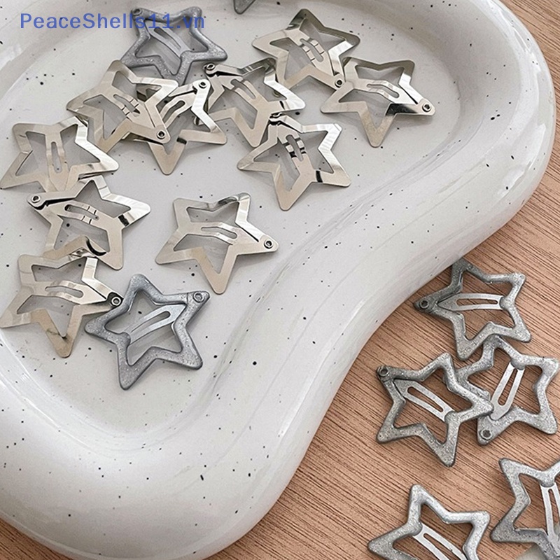 Peaceshells 10 cái 3 cm màu bạc ngôi sao kẹp tóc kim loại kẹp kẹp tóc ngọt ngào mát mẻ barrettes cho bé gái trẻ em phụ kiện tóc mũ nón.