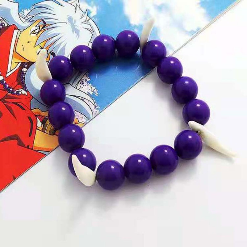 Anime inuyasha vòng cổ trang sức của bốn linh hồn cosplay màu tím đính cườm sói răng dây chuyền choker trang sức unisex halloween phụ kiện thời trang