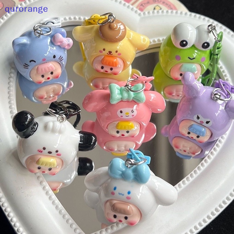 Qurange sanrio anime hello kitty dễ thương dress up keychain phim hoạt hình kuromi giai điệu túi đi học mặt dây chuyền xe trang trí chìa khóa trẻ em quà tặng kỳ nghỉ ror