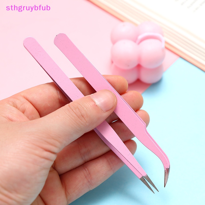 Sthb 1 bộ nhíp thẳng cong màu fr nail art sticker rhinestones picking tool trang điểm eyelash diy tweezer tool vn