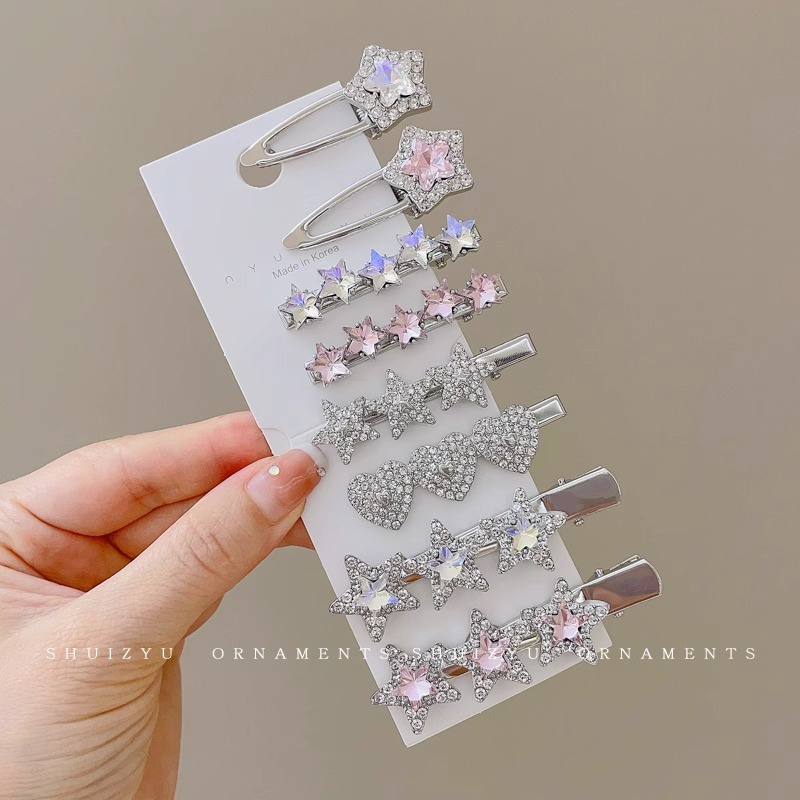 Y2k star hairpin thời trang cao cấp nước kim cương cao cấp bộ kẹp tóc kim loại cao cấp
