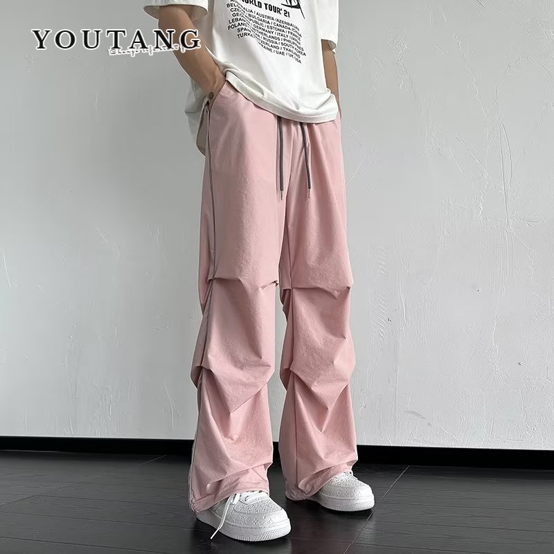 YOUTANG Quần youtang của nam giới mùa hè mỏng phần phản quang dải phản quang nhanh-sấy nếp gấp hạ cánh quần nhảy dù thẳng giản dị