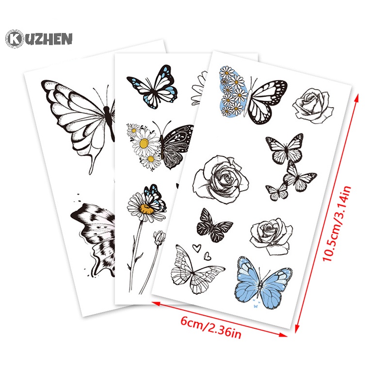 Kuzhen bướm nightglow hình xăm tạm thời phụ nữ nghệ thuật cơ thể paing cánh tay hình xăm sticker hot