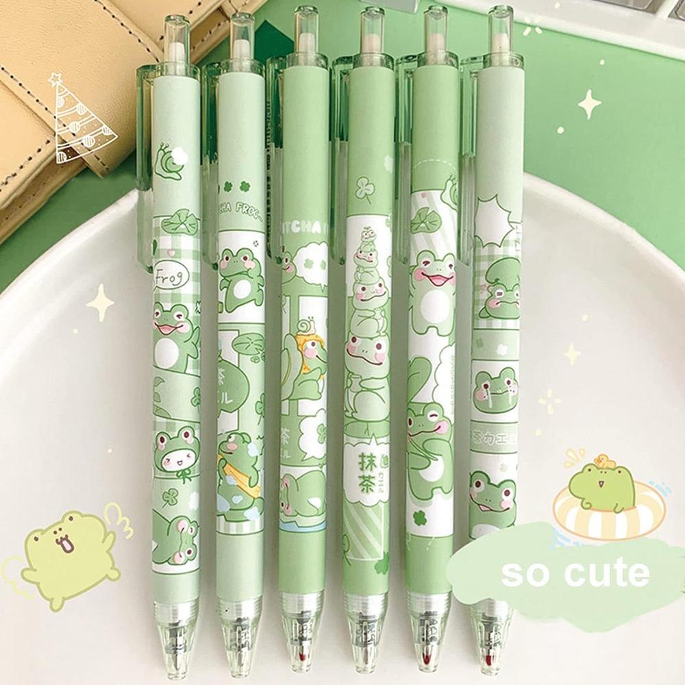 UUMIR Set 6 Bút Mực gel Hình Mèo Đen / Xanh Lá Dễ Thương