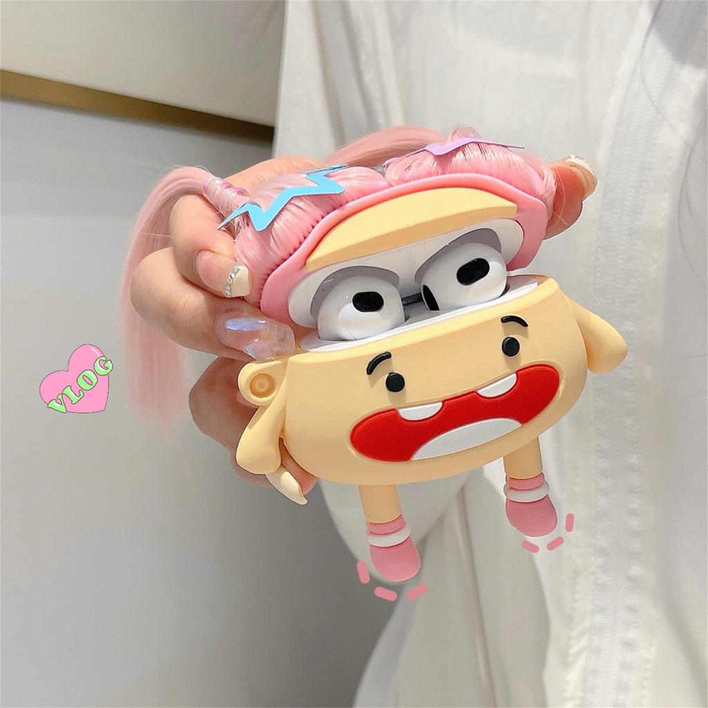 Vỏ Bảo Vệ Hộp Sạc Tai Nghe bluetooth Không Dây airpods pro 1 / 2 / 3 pro2 Bằng Silicon Mềm Hình Cô Gái Miệng To 3d Dễ Thương