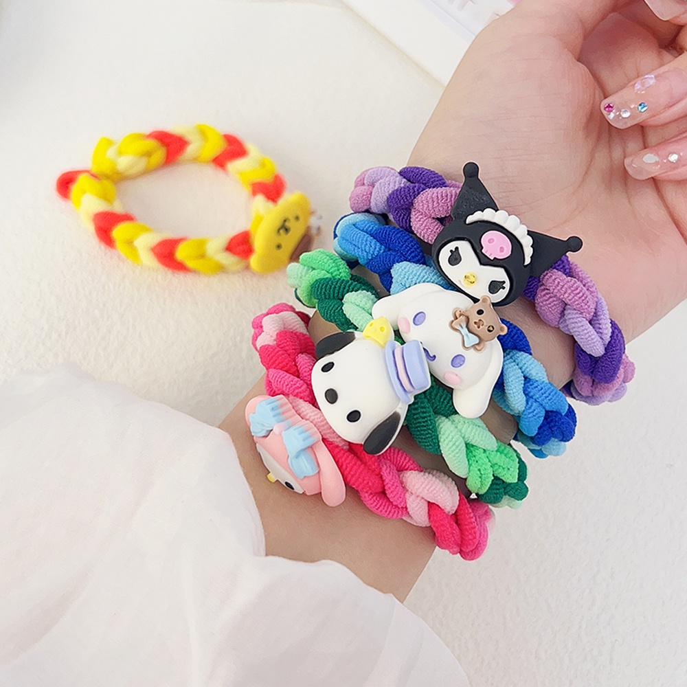 Sanrio Dây Buộc Tóc Đuôi Ngựa Bằng Nhựa resin Co Giãn Phong Cách Hoạt Hình kuromi Dễ Thương diy Cho Bé Gái y2k