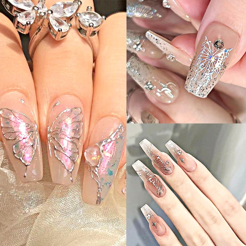 Richh Set 6 Tấm Sticker Dán Móng Nghệ Thuật diy Hình Bướm