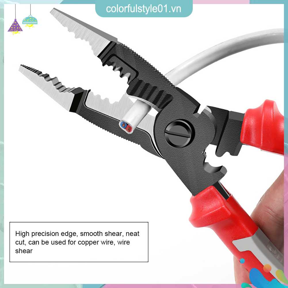 ♥♥colorfulstyle01♣ Kìm điện đa năng Máy cắt tuốt dây điện mũi dài