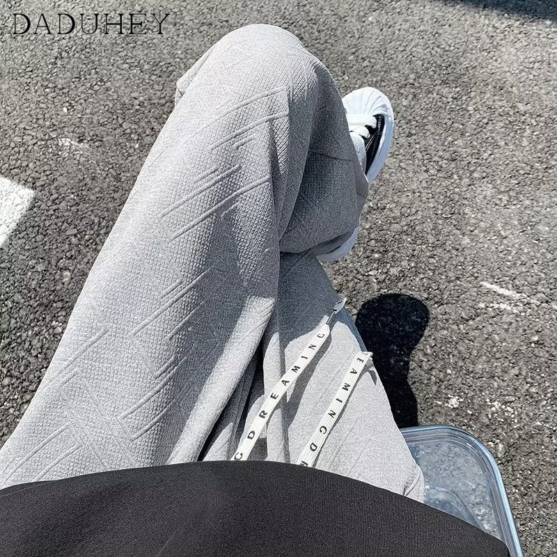 DaDuHey Men's 2023 New Hong Kong Style Loose Versatile Sweatpants Figured Cloth Multi-Button Casual Pants Jogger Pants Sports Pants