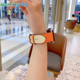 Dây Đeo Bằng Da PU 49mm Màu Tương Phản Cho iwatch ultra 8 se 7 6 5 4 3 45mm 41mm 44mm 40mm 42mm 38mm