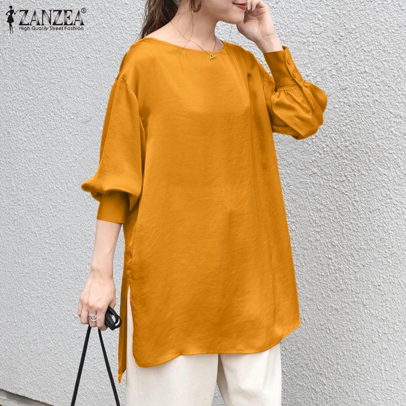 Zanzea Áo Kiểu Tay Phồng 3 / 4 Cổ Tròn Phong Cách Hàn Quốc Dành Cho Nữ