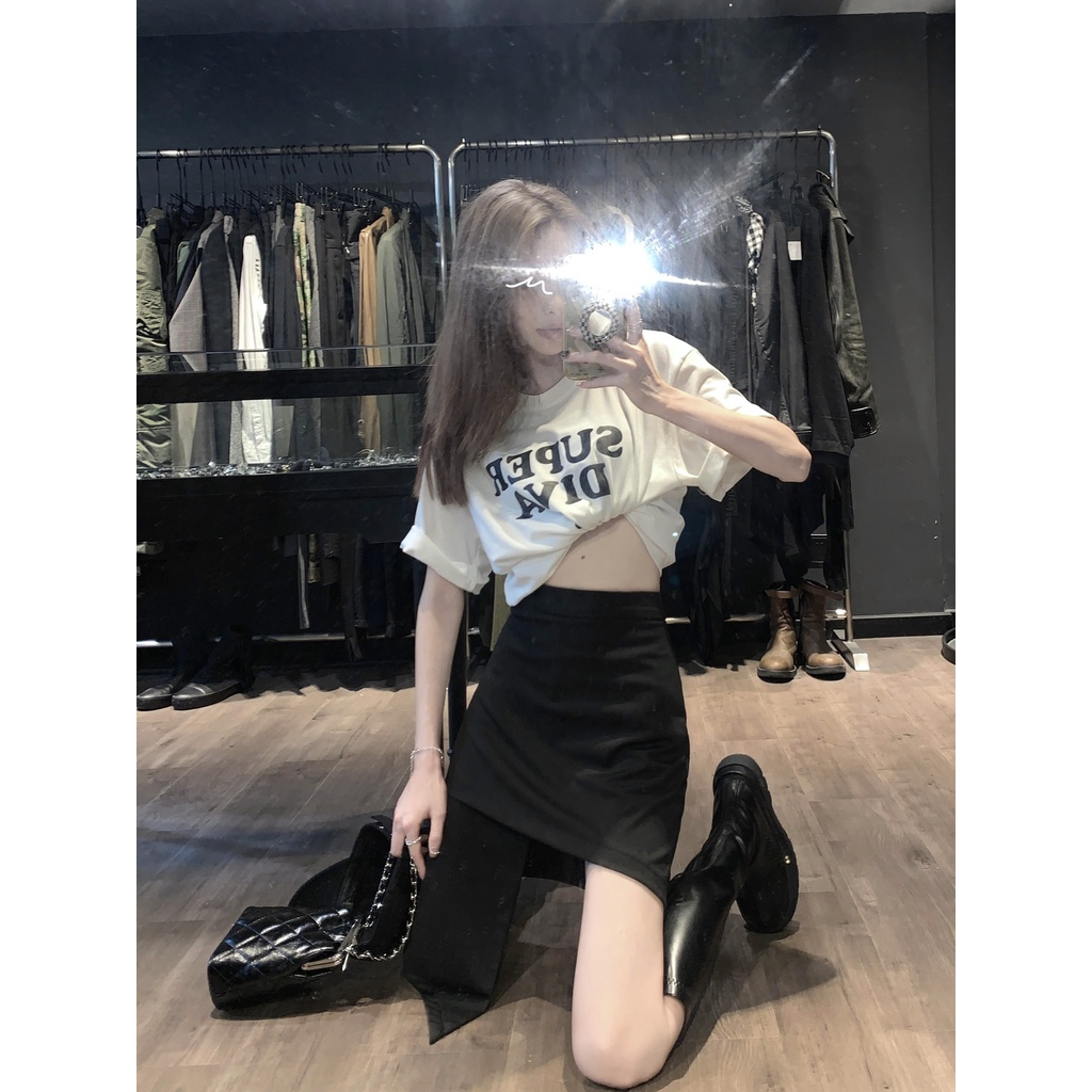 Chân Váy Chữ A Lưng Cao Màu Sắc Thời Trang Mùa Hè Phong Cách Hàn Quốc Cho Nữ