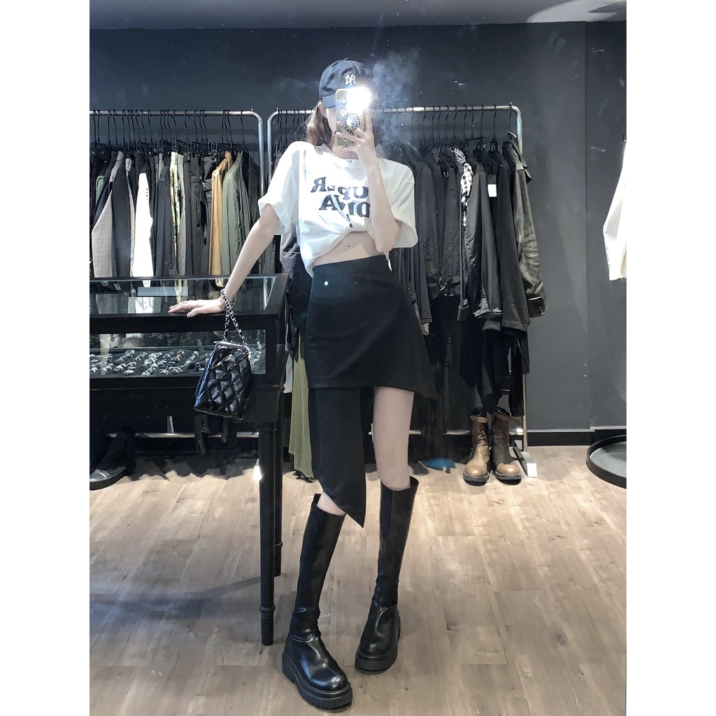 Chân Váy Chữ A Lưng Cao Màu Sắc Thời Trang Mùa Hè Phong Cách Hàn Quốc Cho Nữ