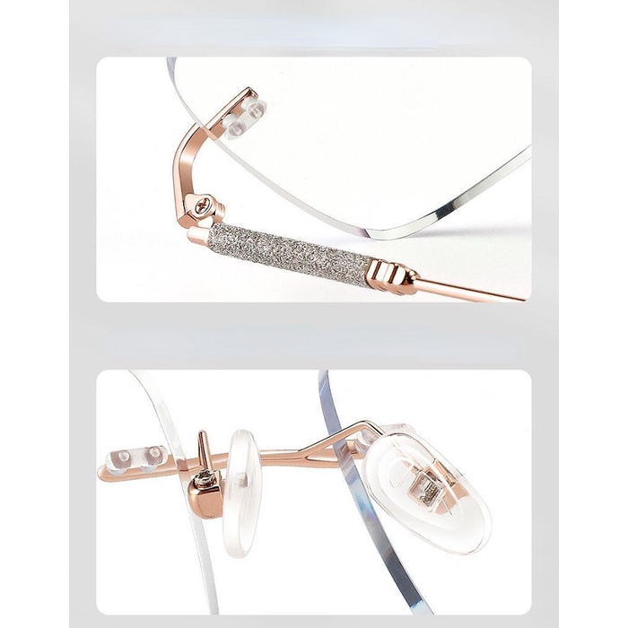 【+0°~+400°] Kính Mát Gọng Không Viền Màu Xanh Dương Nhạt Cắt Trước Cùng Độ Nét Cao Cho Nam Và Nữ telephoto