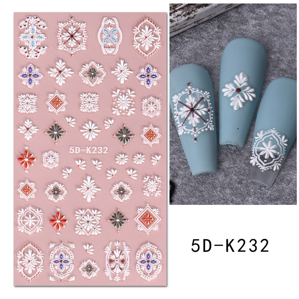 Miếng Dán Trang Trí Móng Tay 5D Bằng Acrylic Họa Tiết Gạch Moroccan Phong Cách Boho