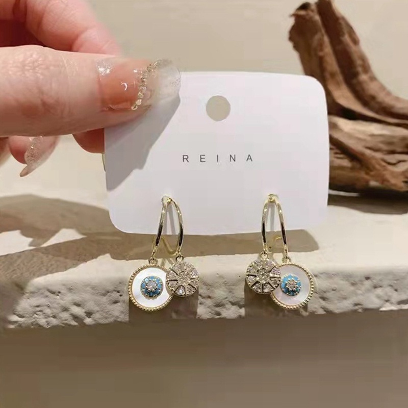 Bông Tai Mặt Tròn Hình Hoa Vỏ Sò Màu Vàng Phong Cách Hàn Quốc Sang Trọng Thời Trang Cho Nữ