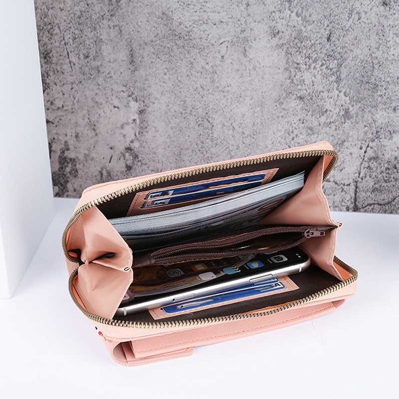 Túi Da PU Đeo Chéo Đựng Điện Thoại Màu Trơn Phong Cách Hàn Quốc