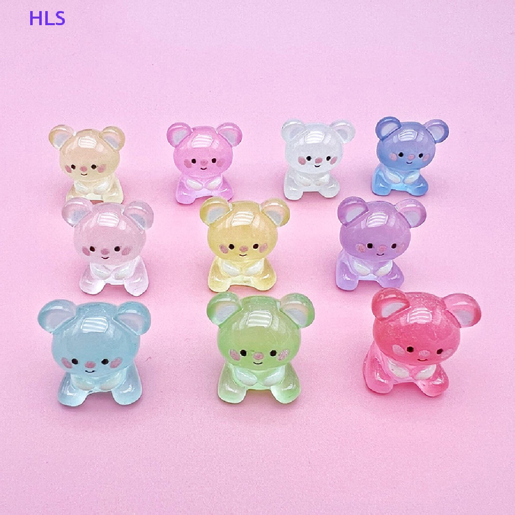 Bộ 2 Tượng Gấu Hoạt Hình Bằng Nhựa Resin Phát Sáng Dễ Thương Trang Trí Xe Hơi