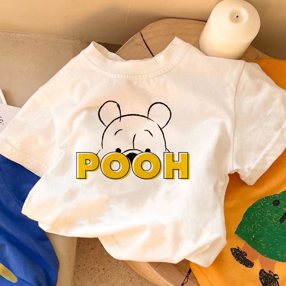 Áo Thun Tay Ngắn In Hình Gấu Pooh Thời Trang Hàn Quốc Cho Bé