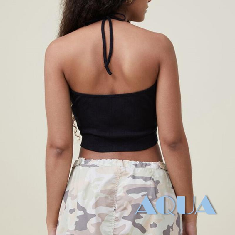Áo Croptop Hai Dây Màu Trơn / In Họa Tiết Thời Trang Mùa Hè Cho Nữ