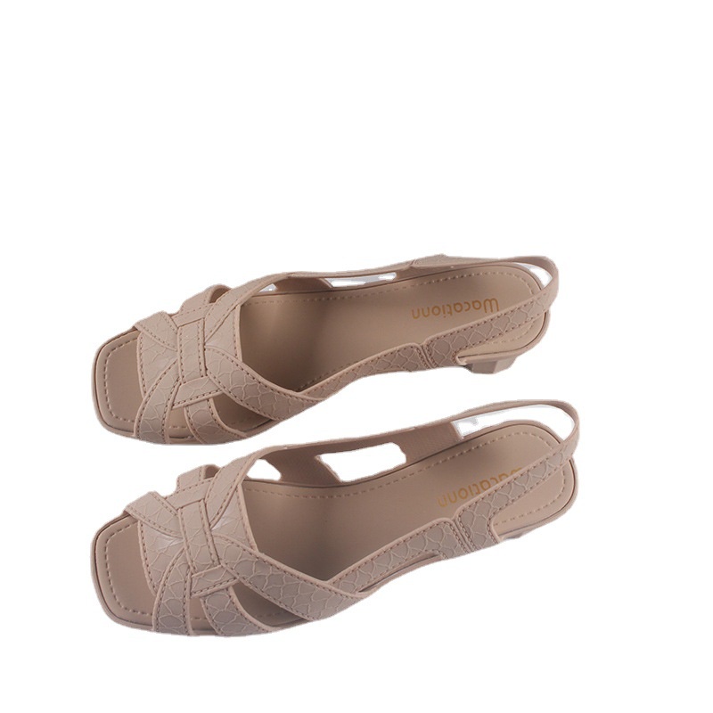 Giày Sandal Đế Bằng Màu Trơn Thời Trang Dành Cho Nữ