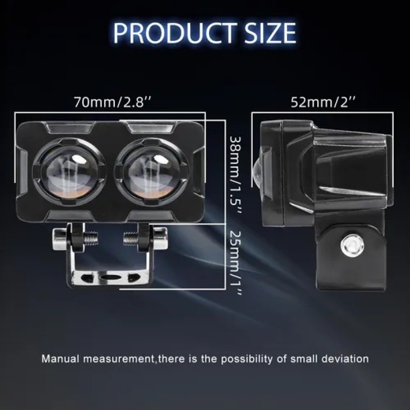 Đèn Pha LED Mini 80W Chống Thấm Nước Ánh Sáng Trắng & Vàng 2 Trong 1 Cho Xe Hơi / Xe Máy