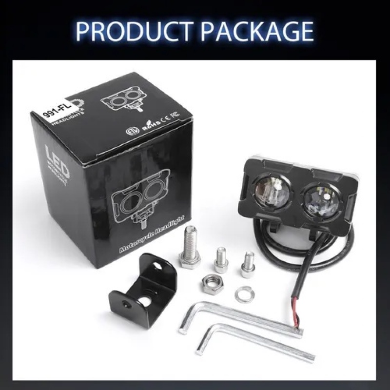 Đèn Pha LED Mini 80W Chống Thấm Nước Ánh Sáng Trắng & Vàng 2 Trong 1 Cho Xe Hơi / Xe Máy