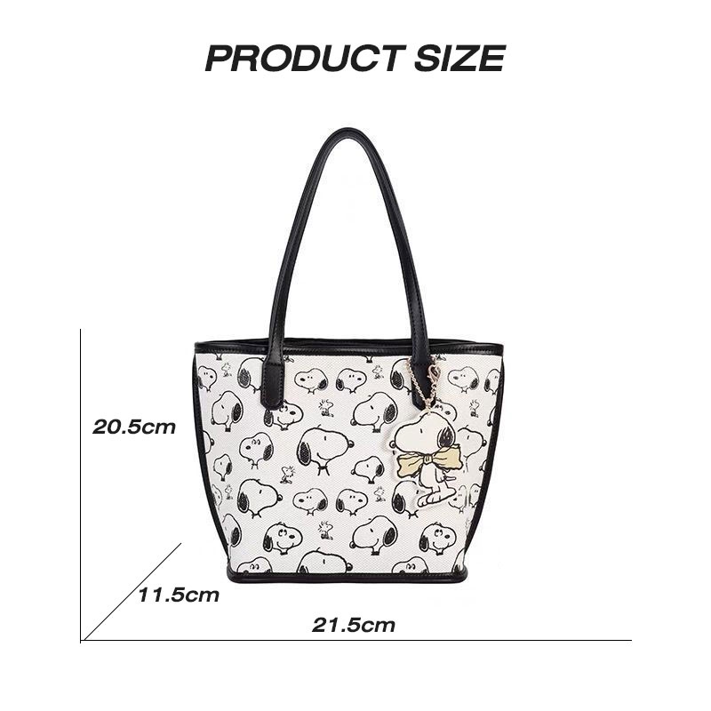 MISCHA Túi Xách Đeo Vai In Hoạ Tiết Snoopy Đơn Giản Xinh Xắn Thời Trang Dành Cho Nữ