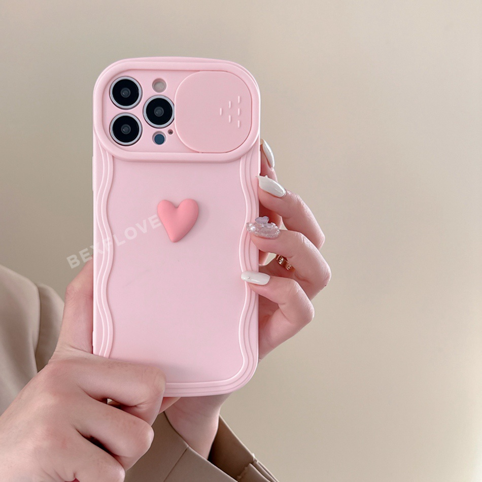 Ốp Điện Thoại Silicon Mềm Hình Trái Tim 3D Dễ Thương Cho IPhone 11 12 13 14 Pro Max Plus 14pro 13Pro 12Pro 12Promax 13Promax 14Promax